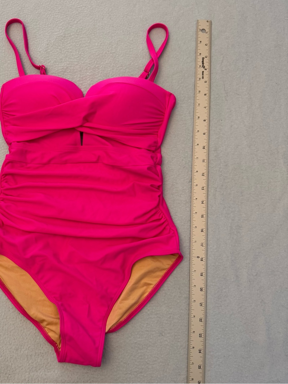 Ruched Hot Pink One-Piece Swimsuit with Removable Straps